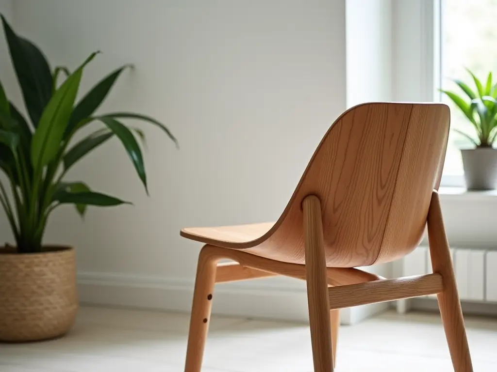 Natural wood furniture piece representing biophilic design