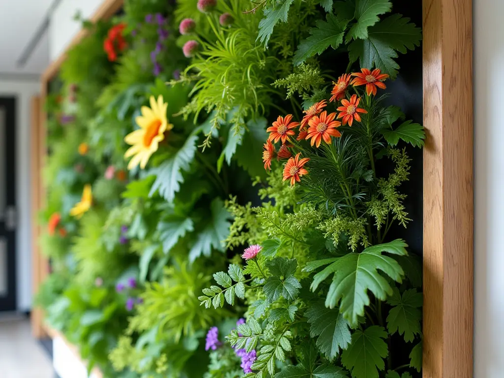 Lush vertical garden wall illustrating biophilic design