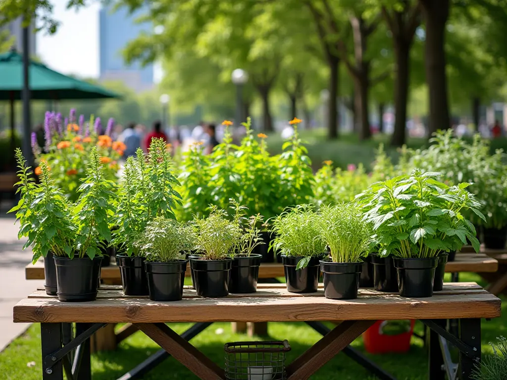 Plant sale booth at local urban gardening event